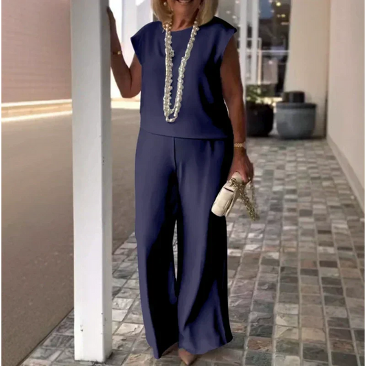 Anissa™ - Sleeveless Top and Round Neck Trouser Set for Women