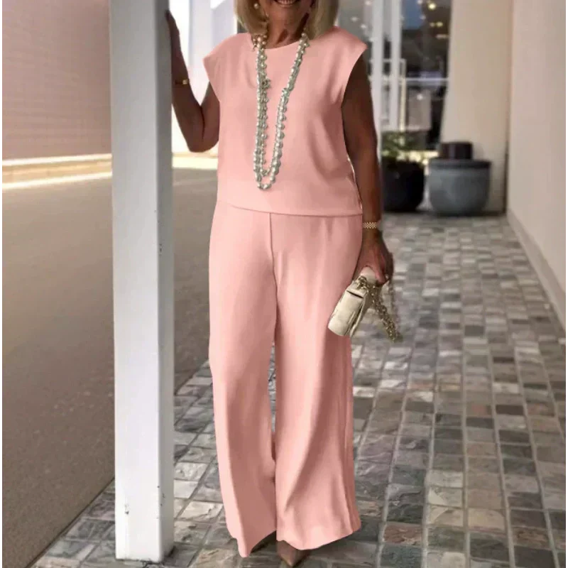 Anissa™ - Sleeveless Top and Round Neck Trouser Set for Women