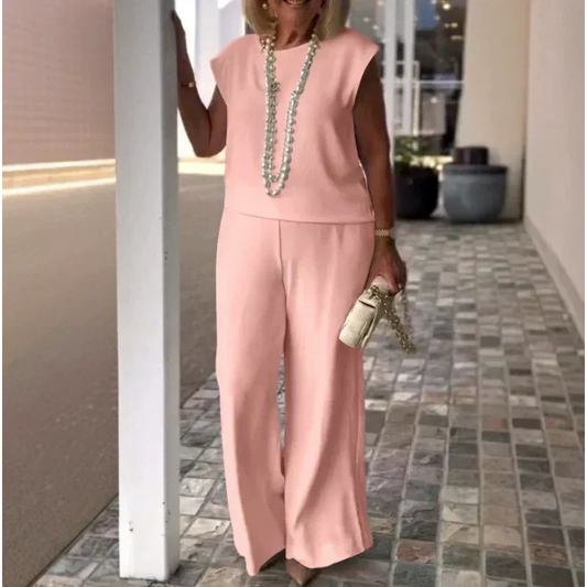 Anissa™ - Sleeveless Top and Round Neck Trouser Set for Women