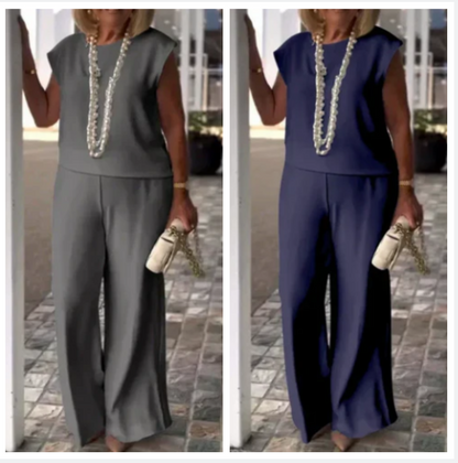 Anissa™ - Sleeveless Top and Round Neck Trouser Set for Women
