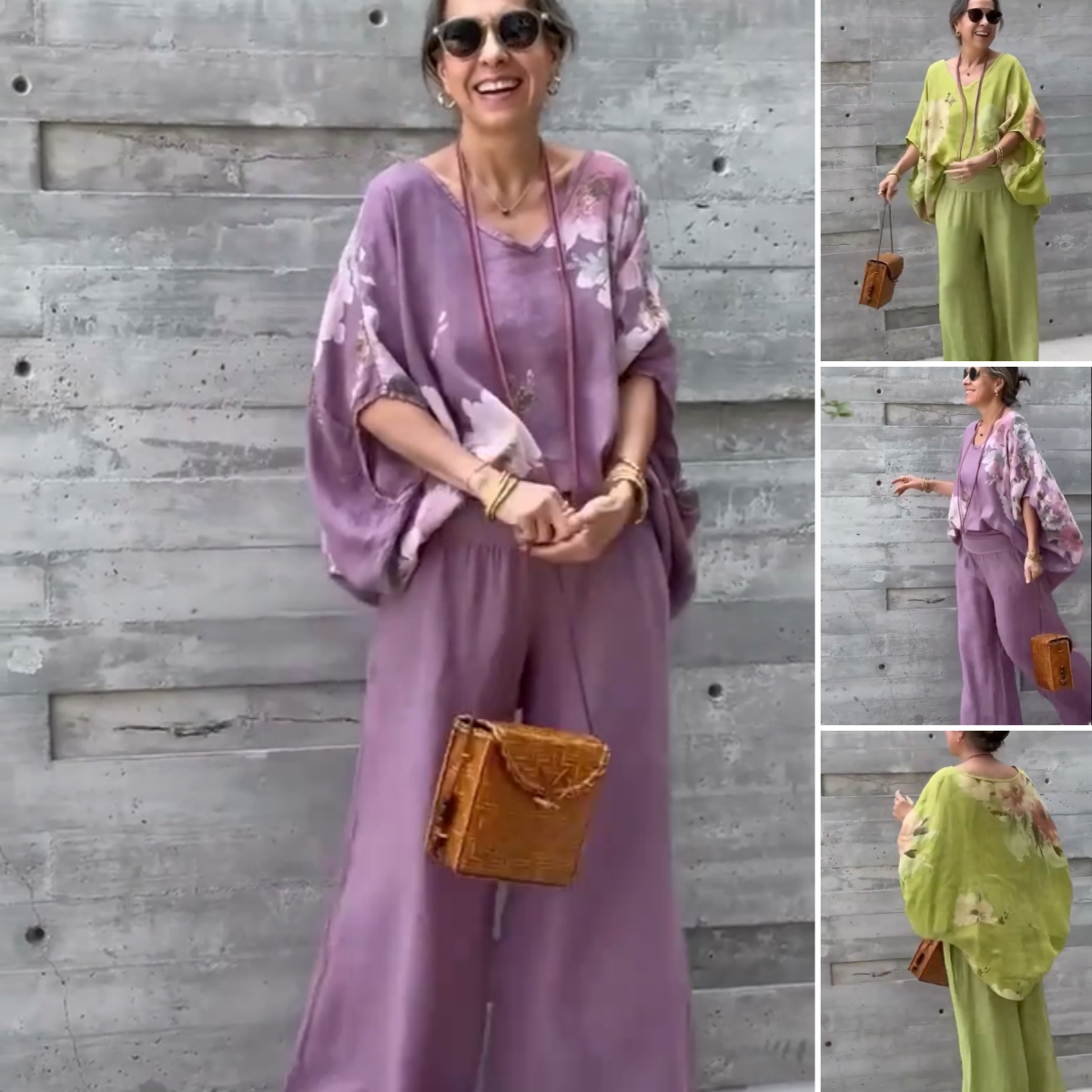 Régine™ - 2 Piece Loose Printed Chiffon Set