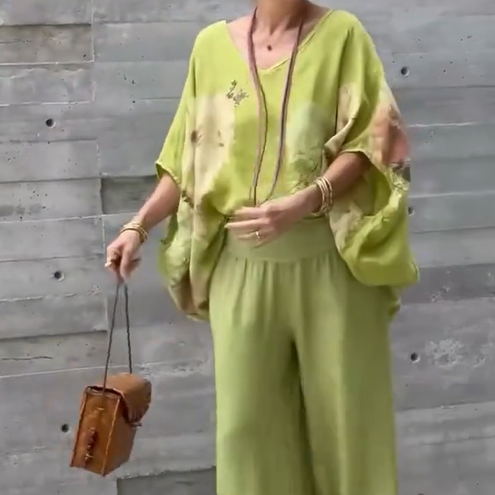 Régine™ - 2 Piece Loose Printed Chiffon Set