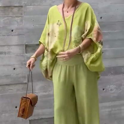 Régine™ - 2 Piece Loose Printed Chiffon Set