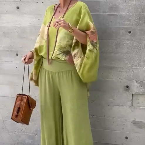 Régine™ - 2 Piece Loose Printed Chiffon Set
