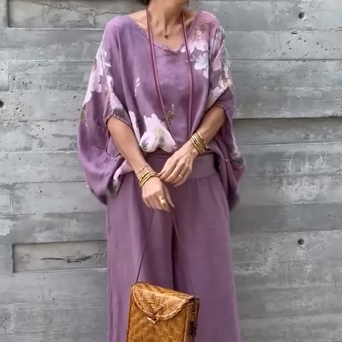 Régine™ - 2 Piece Loose Printed Chiffon Set