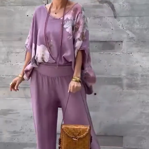 Régine™ - 2 Piece Loose Printed Chiffon Set