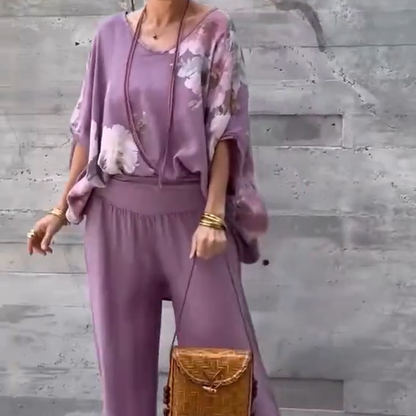 Régine™ - 2 Piece Loose Printed Chiffon Set