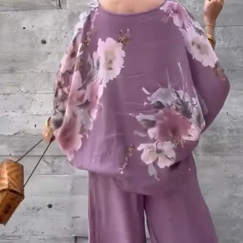 Régine™ - 2 Piece Loose Printed Chiffon Set
