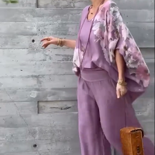 Régine™ - 2 Piece Loose Printed Chiffon Set
