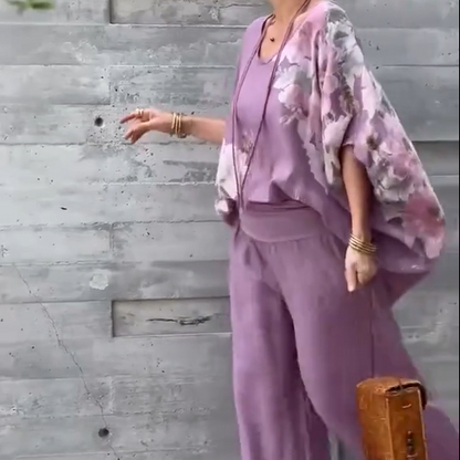 Régine™ - 2 Piece Loose Printed Chiffon Set