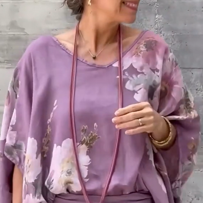 Régine™ - 2 Piece Loose Printed Chiffon Set