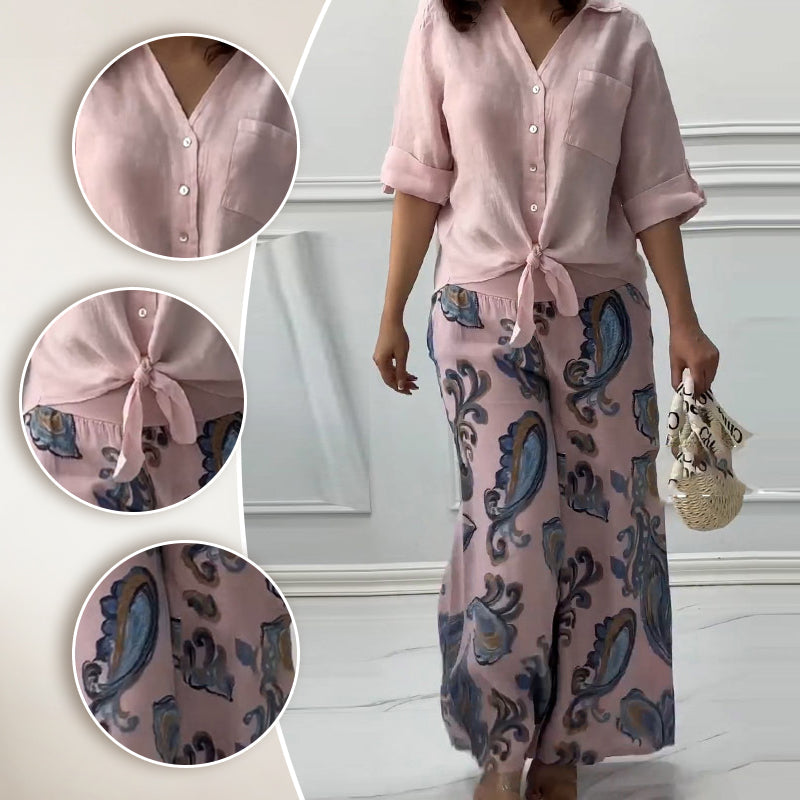 Penelope™ - Two-Piece High-Waisted Cardigan and Trouser Set